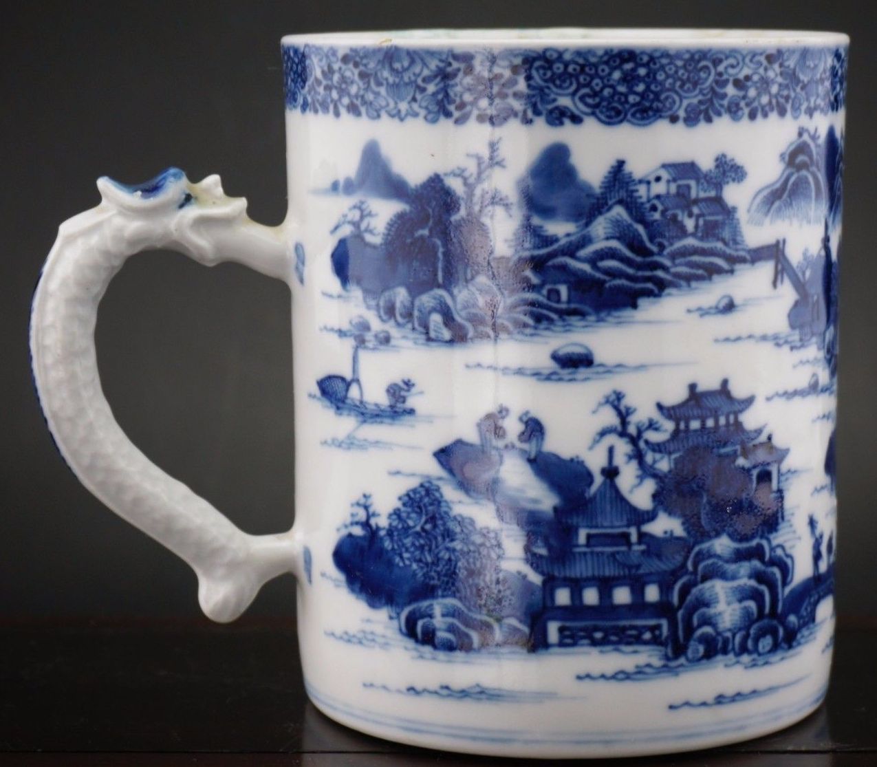 771. Chinese Porcelain Blue and White Dragon Tankard Mug 18thCt - Image 4