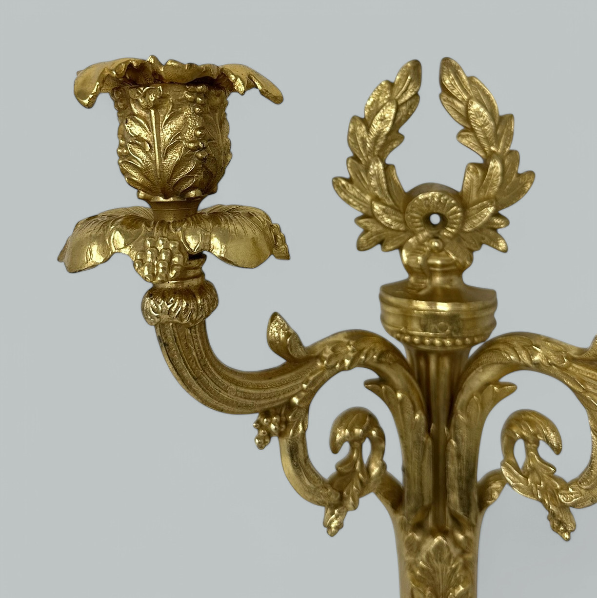 625. Antique Single Ormolu Gilt Bronze Twin Light Wall Candle Sconce Applique 19th Ct - Image 4