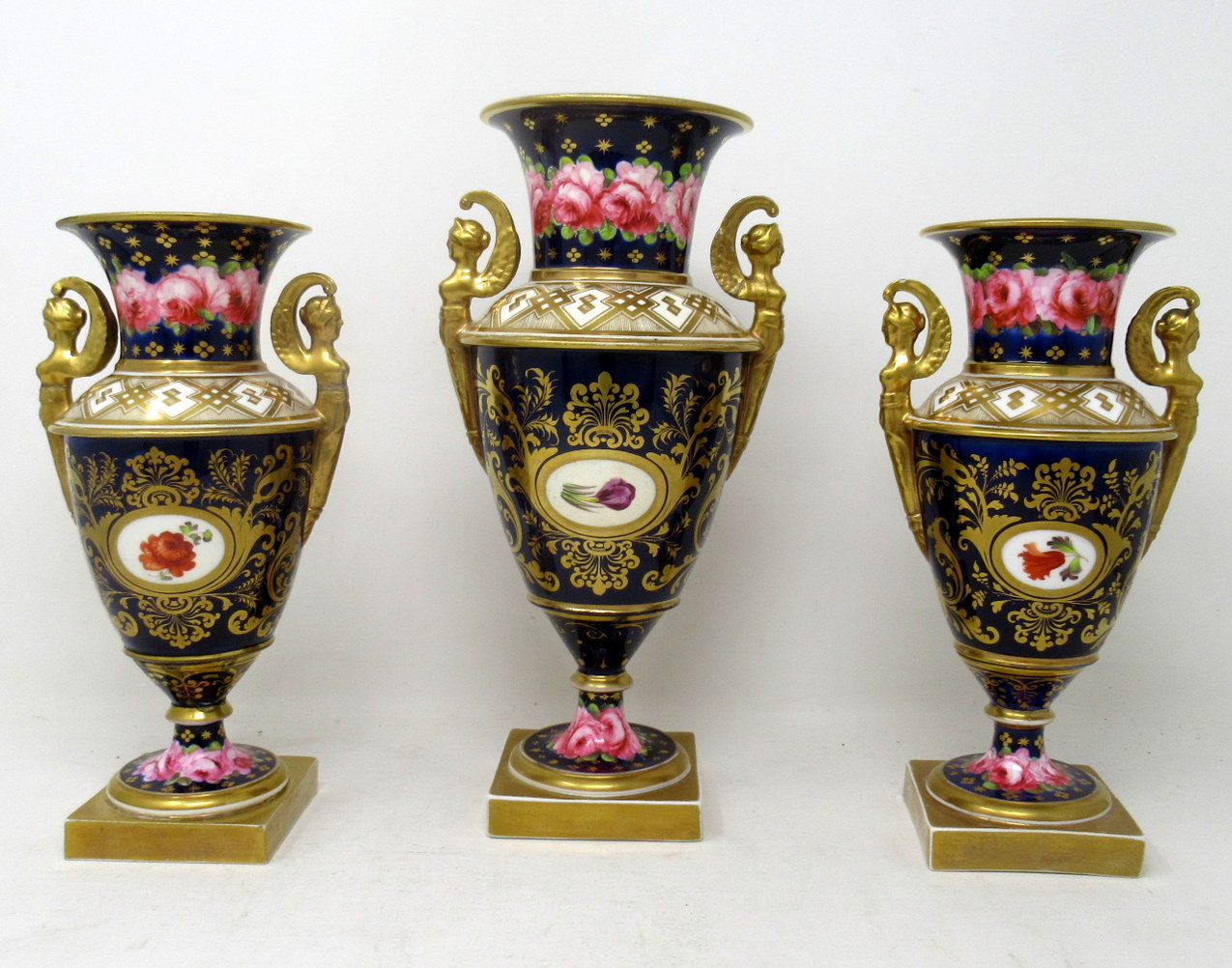 804. Pair Regency Minton Porcelain Urns Vases Garniture Thomas Steel - Image 2