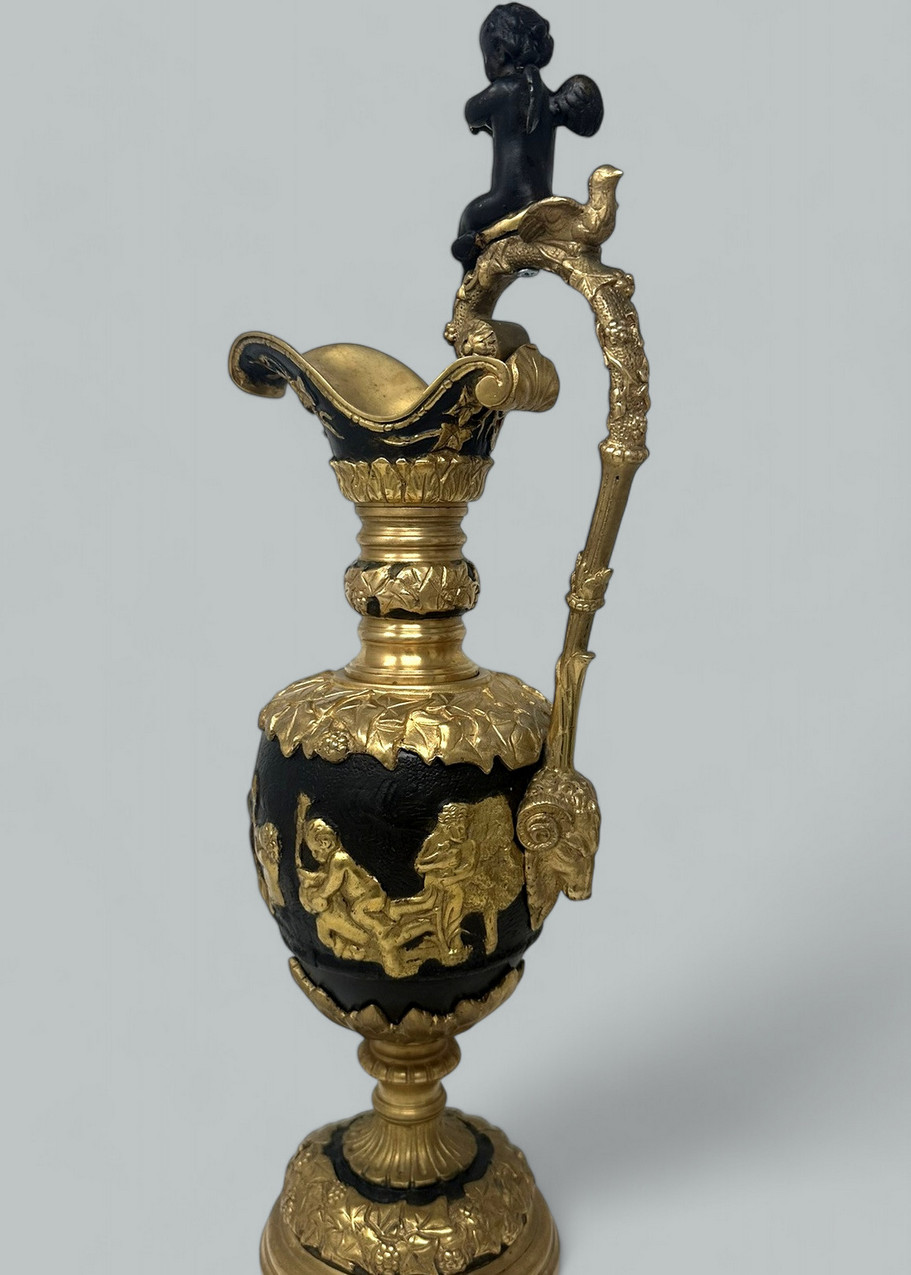 570. Antique Pair French Bronze Ormolu Ewers Vases Manner of Claude Michel Clodion - Image 4