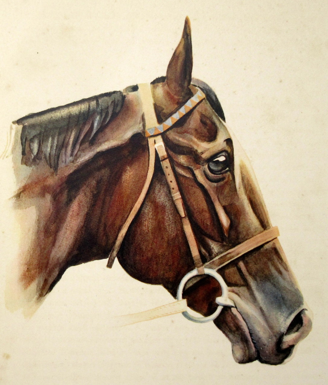 662. Antique Equine Racehorse Painting TOURBILLON French Thoroughbred Horse Racing