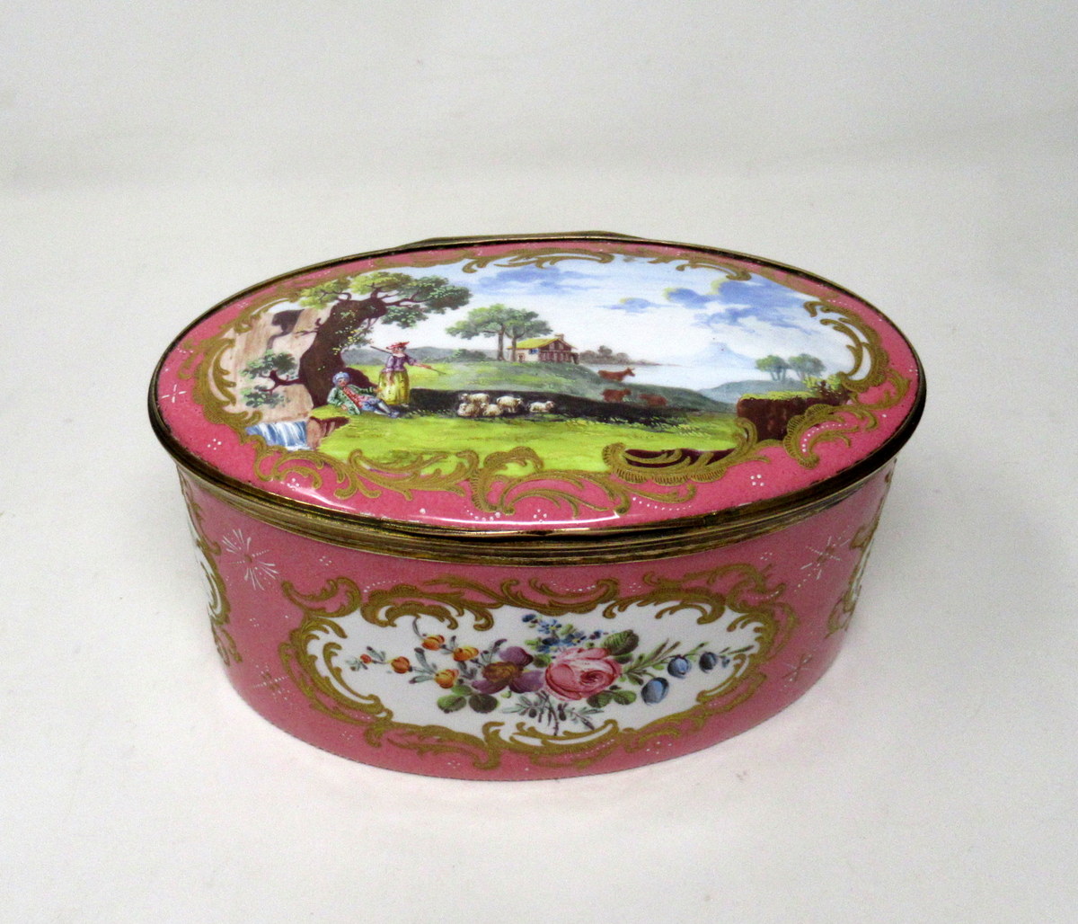 227. Antique South Staffordshire Battersea Enamel Georgian Table Box 19th Century - Image 7