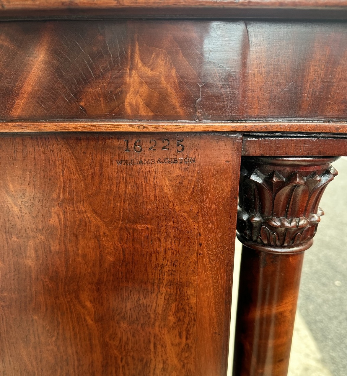 090. Antique Irish Mahogany Side Cabinet Chiffonier Mac Williams Gibton Georgian 19Ct - Image 7