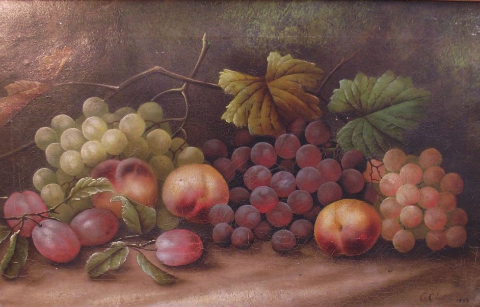 160. George Clare 1835-1900 Still Life Fruit Framed Oil on Canvas