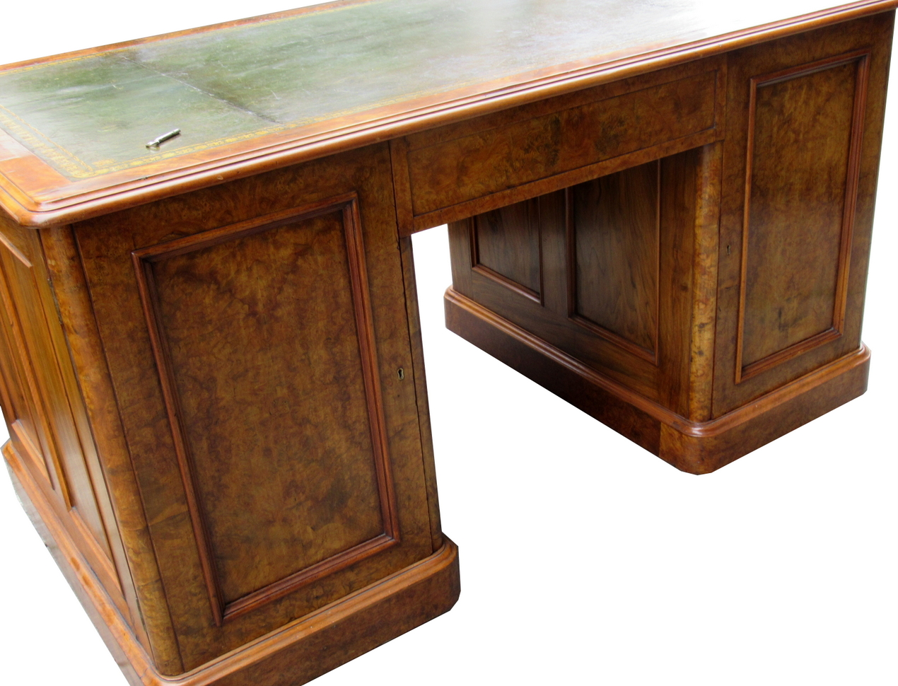 143. Superb Burr Walnut Early Victorian Twin Pedestal Desk 19thCt - Image 6