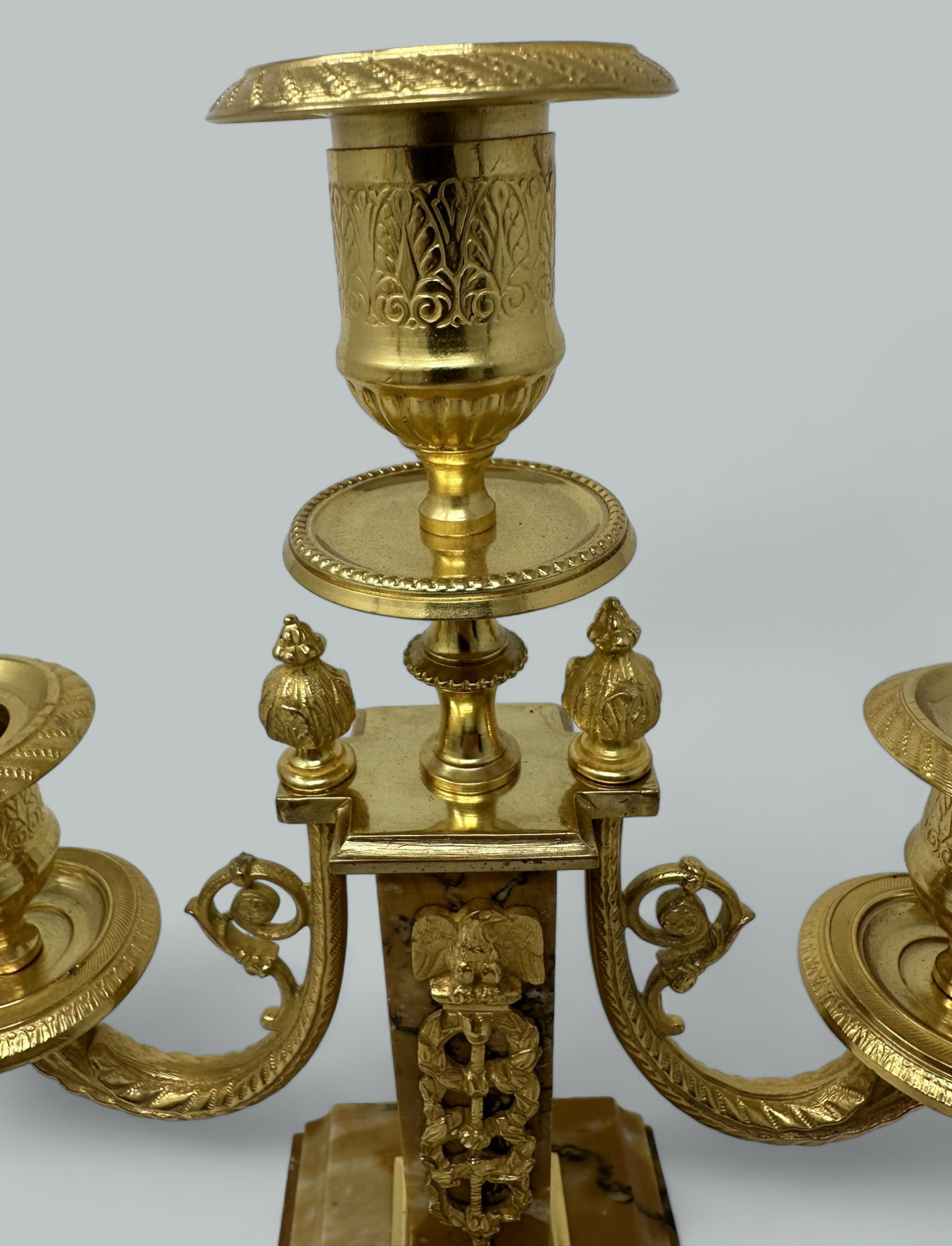 254. Pair Antique Grand Tour French Empire Bronze Ormolu Candelabra Candlesticks 19Ct - Image 8