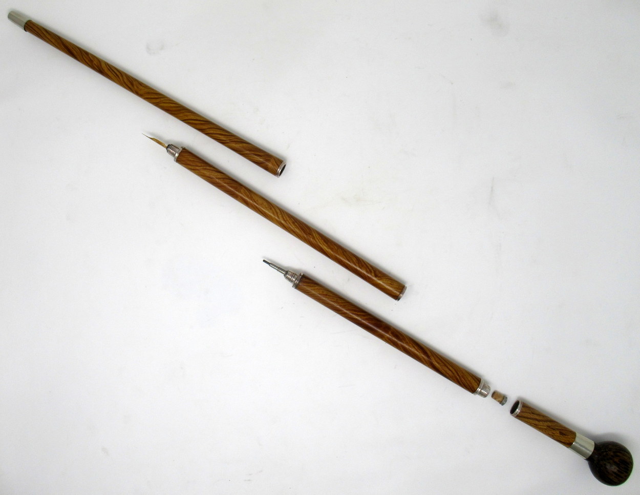 482. Malacca Austrian System Writers Walking Stick Silverplated Mounts 19thCt - Image 4