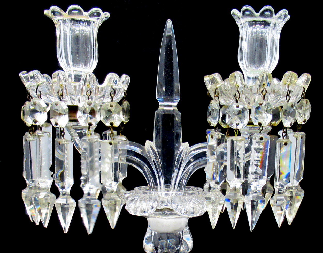 532. Fine Baccarat Crystal Twin Light Candelabra mid 19thCt - Image 2