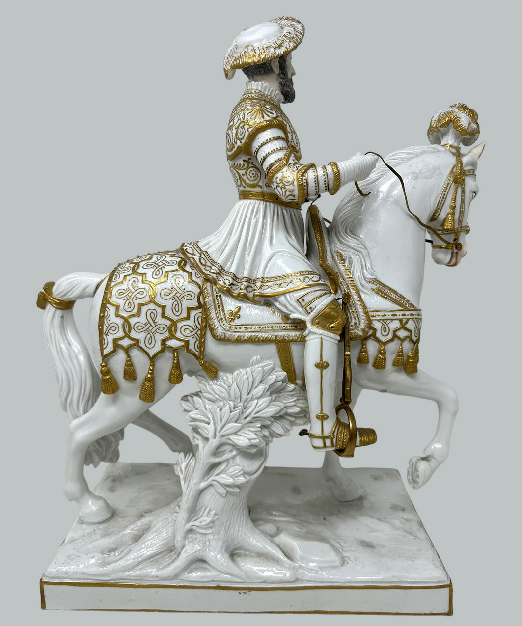 525. Antique Sevres Porcelain King Francois I Riding Horseback Sculpture Centerpiece - Image 4