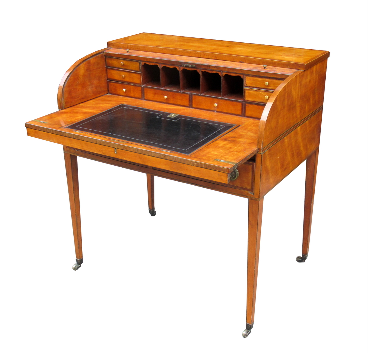 194. Fine West Indian Satinwood Tambour Satinwood Cylindrical Bureau attrib. Gillows 18thCt - Image 3