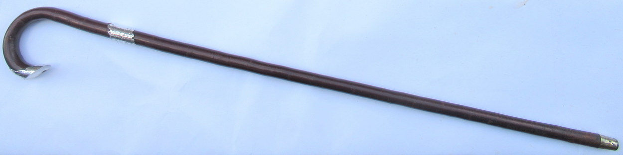 236. Hazel Crook Handle Walking Stick Silver Mounts 1903 - Image 10