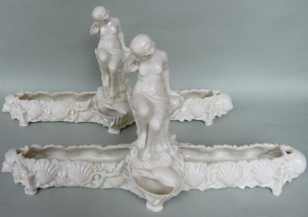 399. Pair English Porcelain Centerpieces Phillips Pearce Bond St London