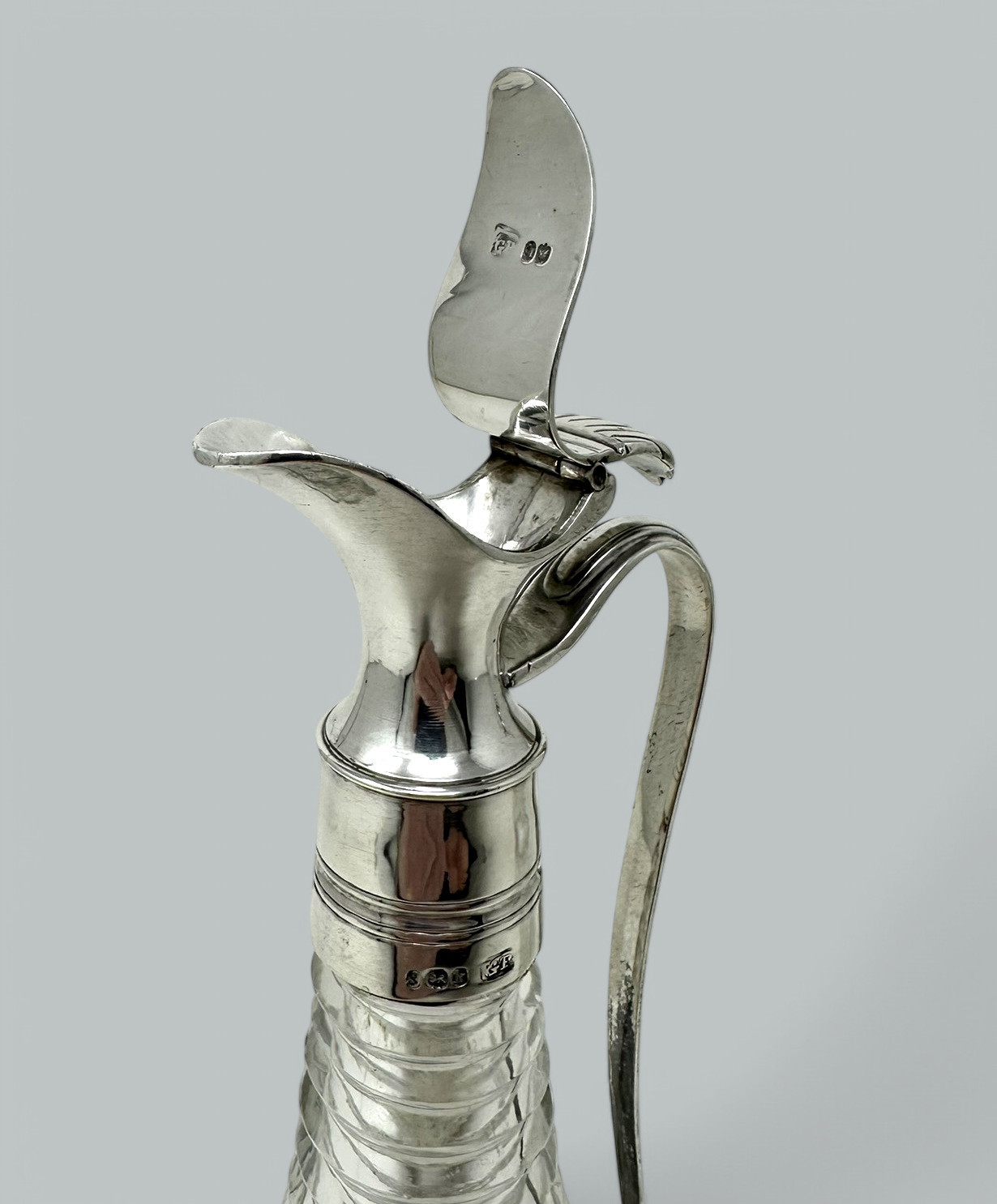 582. Antique Cut Crystal Sterling Silver Oil Vinegar Cruet Set 1825 George Piercy - Image 5