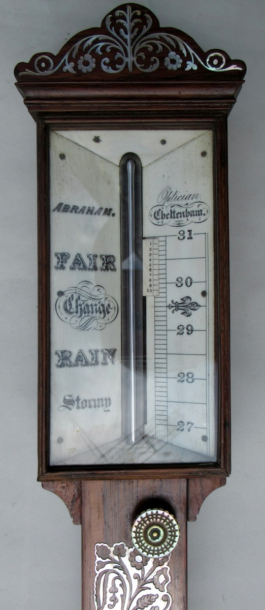 367. Superb Rosewood Stick Barometer Abraham Cheltenhan early 19thCt