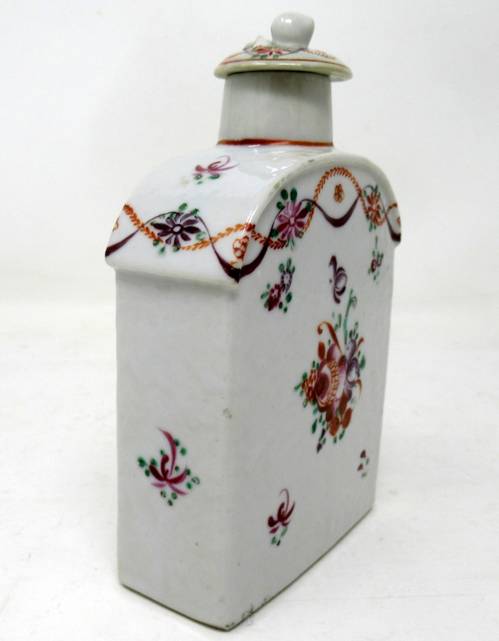 401. Chinese Canton Porcelain Famille Rose Dome Top Enameled Tea Caddy - Image 4