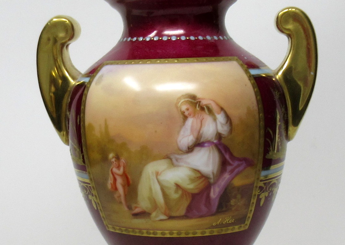 479. Fine Pair Austrian Royal Vienna Mythological Themed Hand Painted Vases 19th Ct - Image 6
