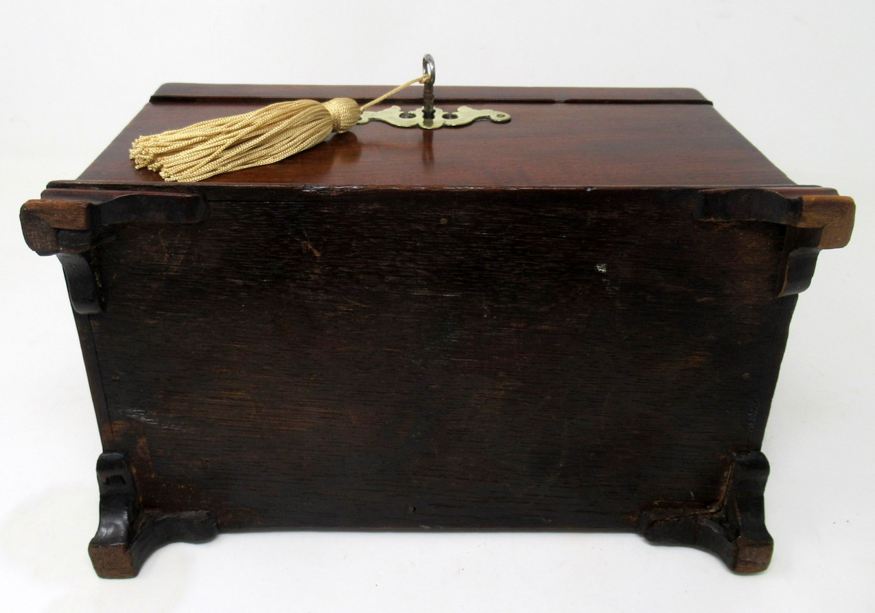 497. Antique Georgian Flame Mahogany English Double Tea Caddy Box Late 18th Century - Image 9