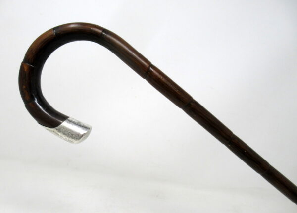 259. Partridge Wood Walking Stick Thomas Davis Sterling Silver Mount Hallmark 1924