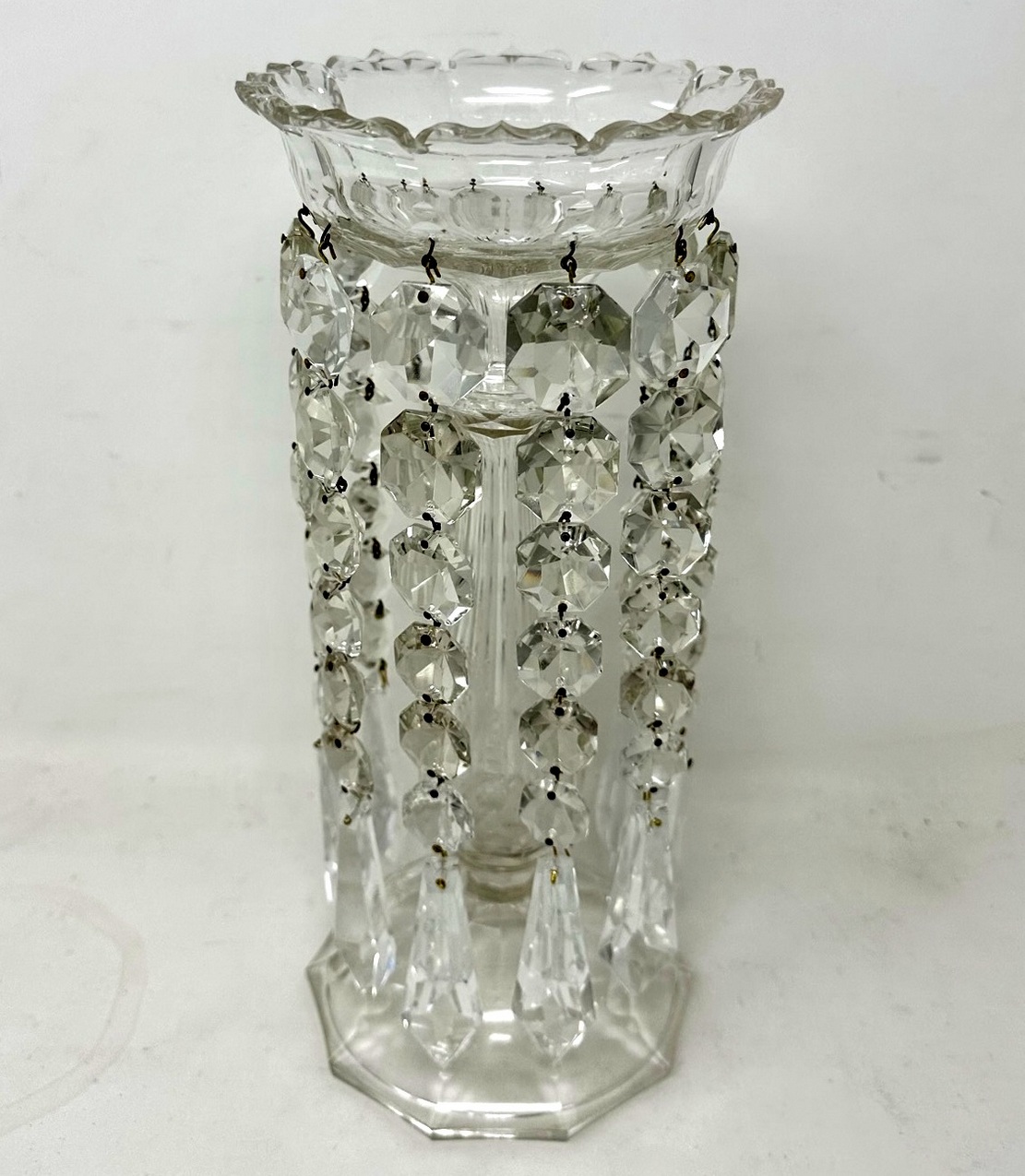 250. Antique Irish Waterford Hand Cut Lead Crystal Lustres Vase Candlestick Ireland - Image 4