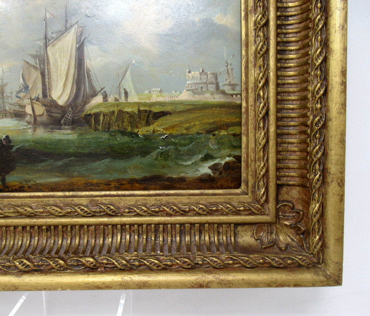 272. William Sadler Dublin Ireland Oil Painting on Board Harbor Scene Seascape Boats - Image 7