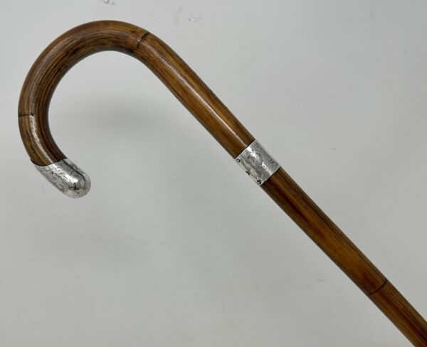 325. Antique Vintage Lady's Gentleman's Walking Stick Sterling Silver Crook Handle
