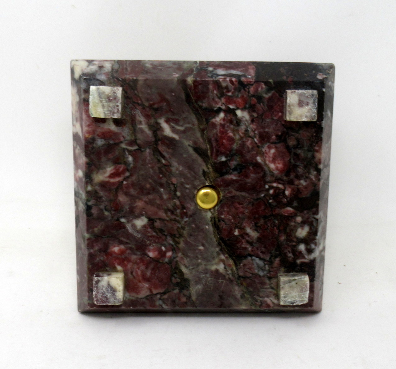 299. Antique French Ormolu Gilt Bronze Breche Violete Marble Desk Inkwell Centerpiece - Image 9