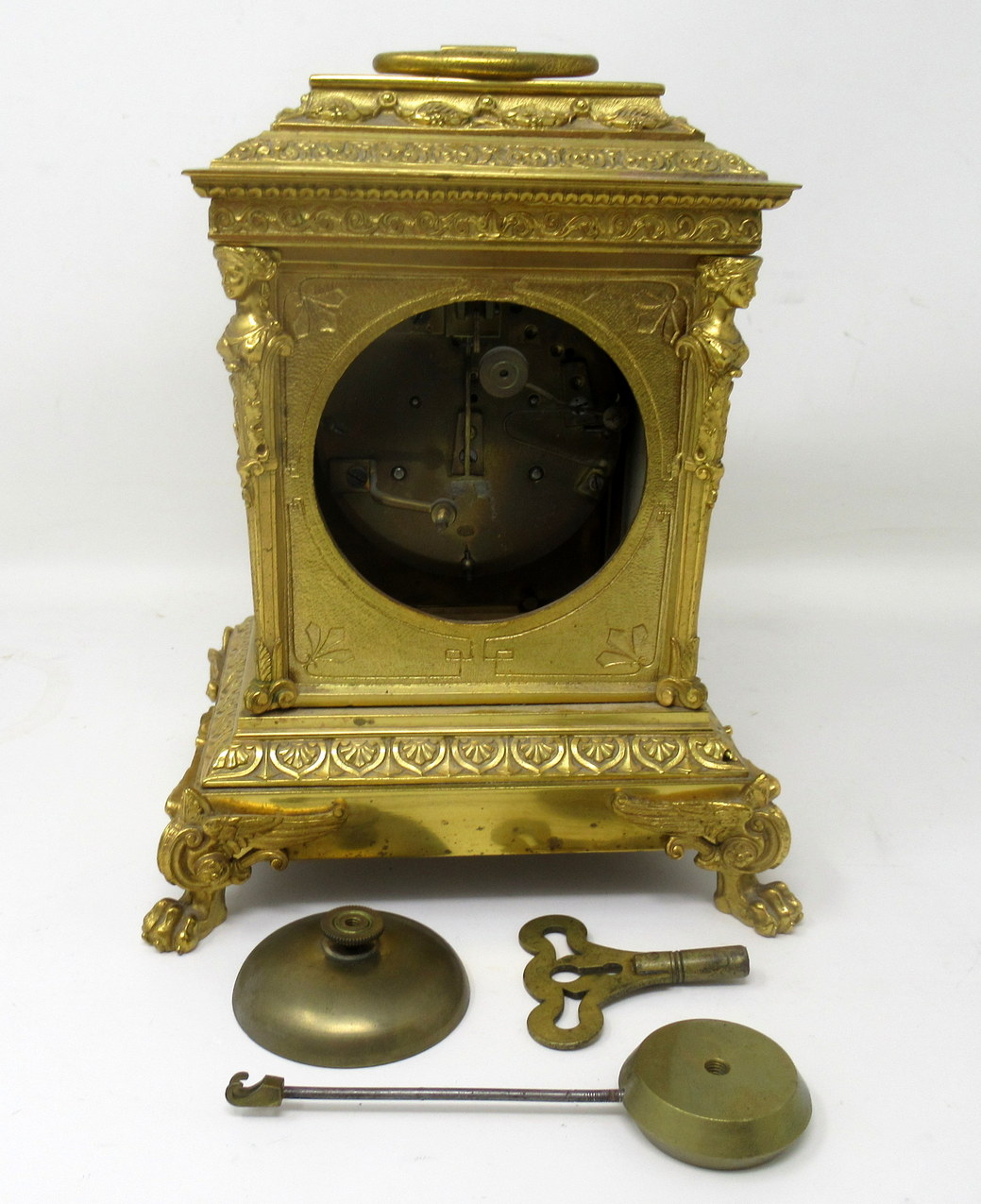 351. French Ormolu Bronze Sèvres Pompadour Pink Porcelain Mantle Carriage Clock 19Ct - Image 6