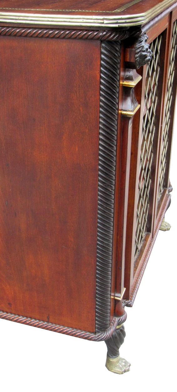 470. Fine Irish Cork Regency Brass Inlaid Sidecabinet Hockley Hall Provenance - Image 3