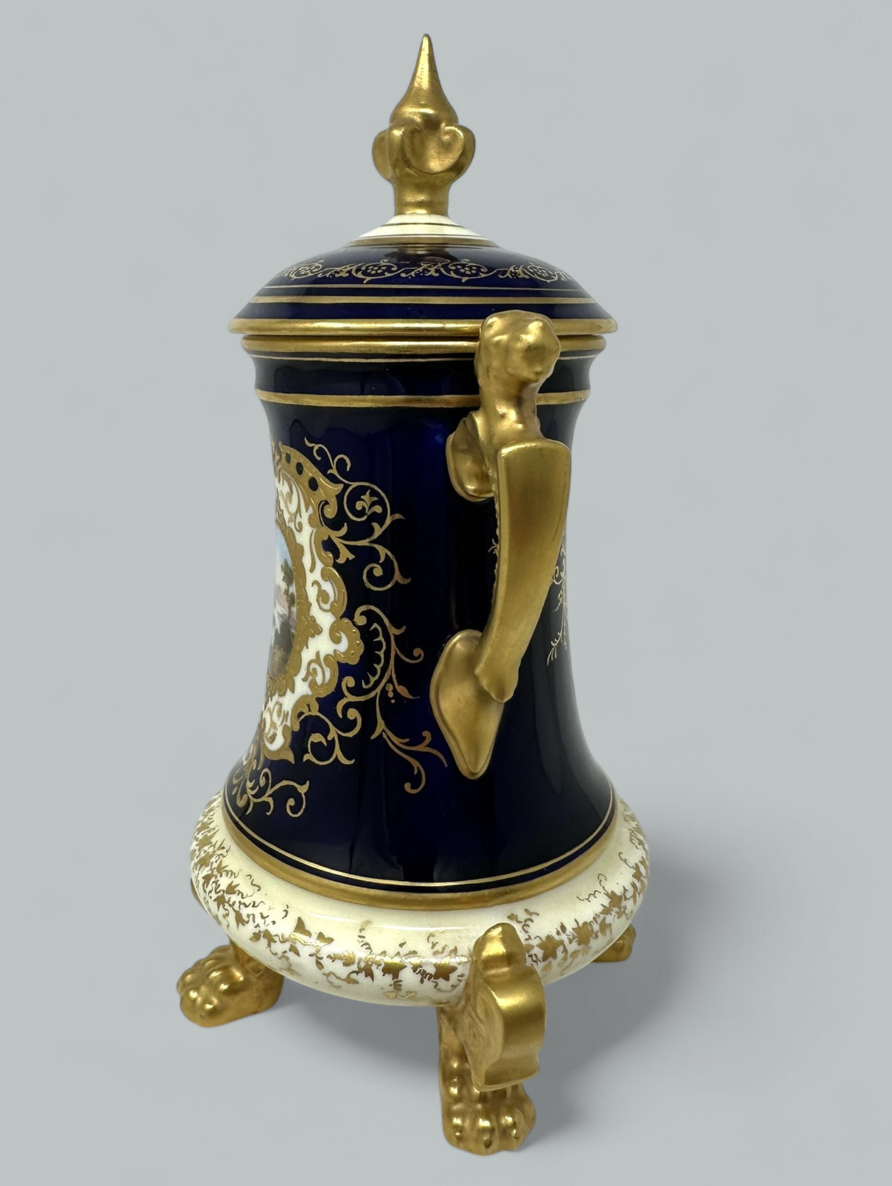 121. Antique Coalport Hand Painted Porcelain Vase Urn English Landscape Painting 1910 - Image 5