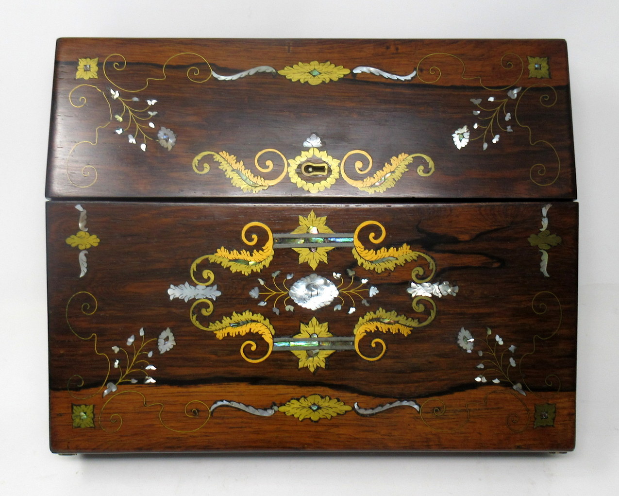 690. Rare Irish Rosewood Mother of Pearl Writing Slope by Austins Dublin Circa 1860 - Image 3