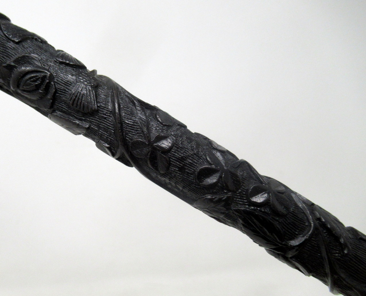 853. Antique Vintage Irish Bog Oak Wooden Walking Cane Swagger Stick Sterling Silver - Image 12