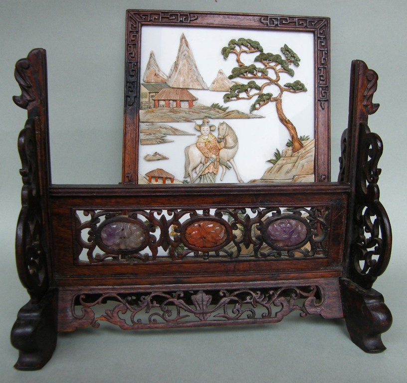 412. Sold. Chinese Miniature Table Screen 19th Ct - Image 6