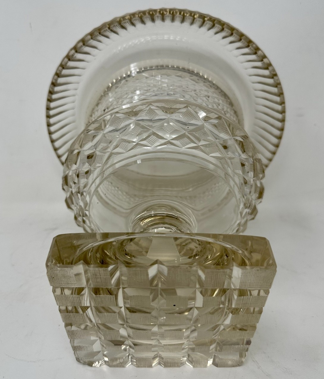507. Antique Irish Tipperary Waterford Glass Cut Crystal Victorian Turnover Bowl 19Ct - Image 8