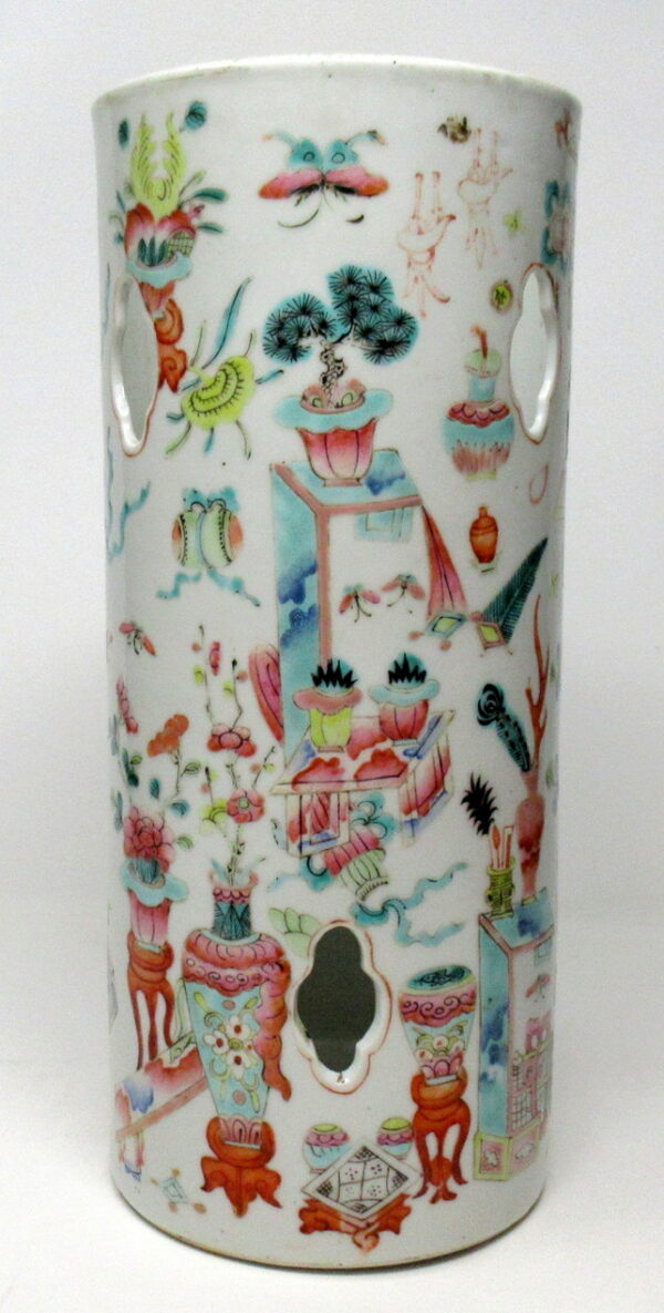 748. Fine Chinese Export Famille Rose Porcelain Hat Stand Signed 19thCt