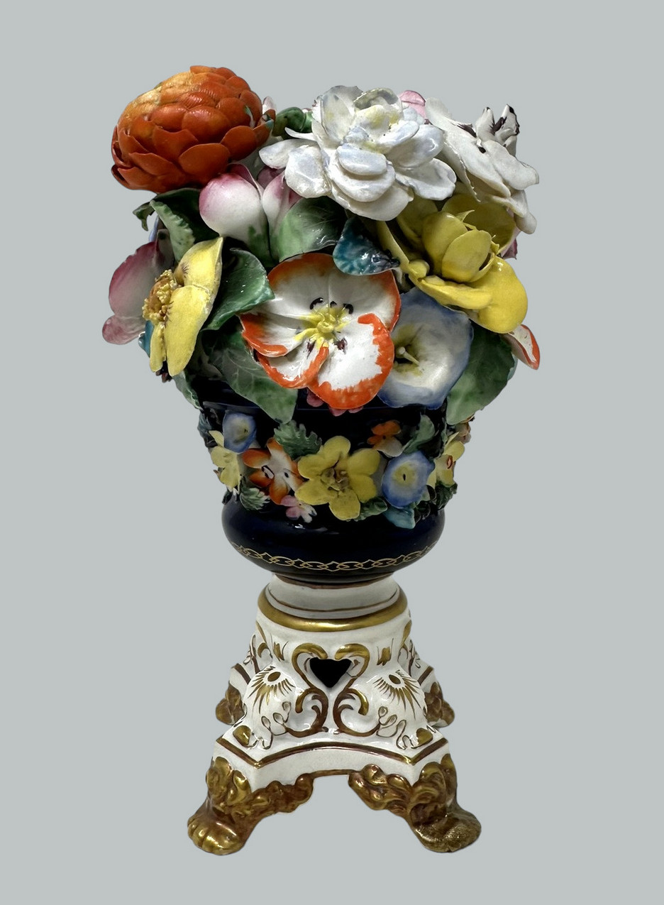 264. Antique Regency English Crown Derby Porcelain China Pair Urns Vases 1815-1825 - Image 7