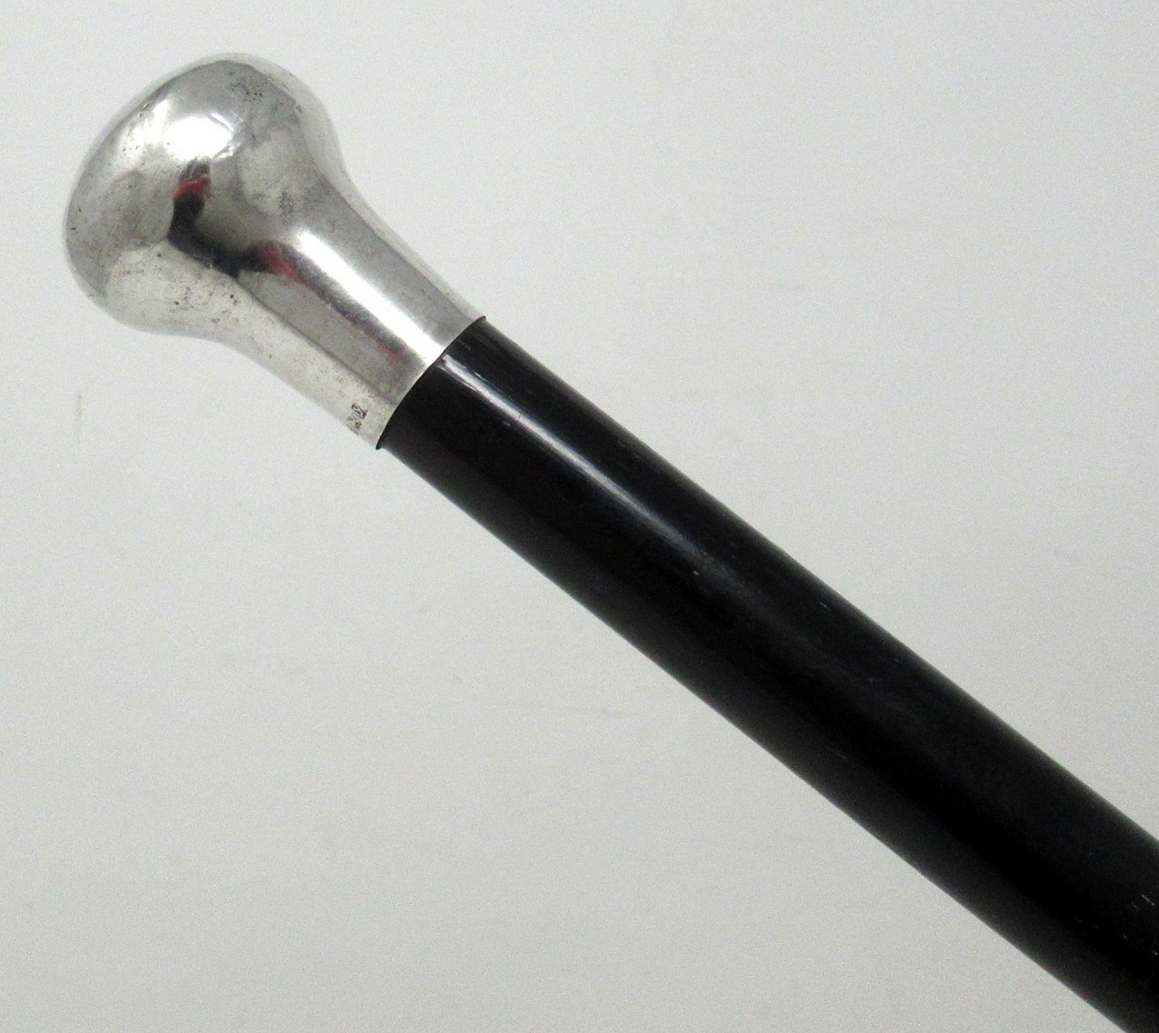 263. Antique Vintage Ebony Wooden Walking Stick Henry Williamson Sterling Silver Mount 1923 - Image 5