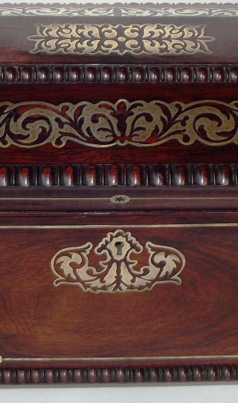 298. Fine Rosewood Brass Inlaid Tea Caddy attrib. to George Oakley - Image 5
