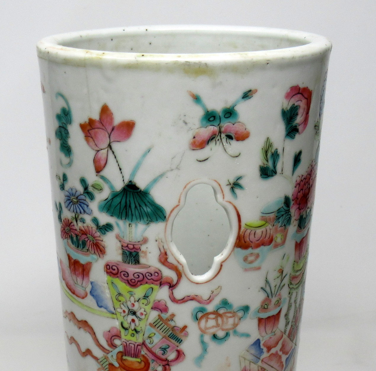 748. Fine Chinese Export Famille Rose Porcelain Hat Stand Signed 19thCt - Image 6