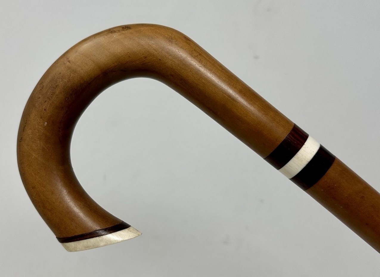 729. Antique Vintage English Ladys Gentlemas Malacca Wooden Walking Stick Cane 1920 - Image 4