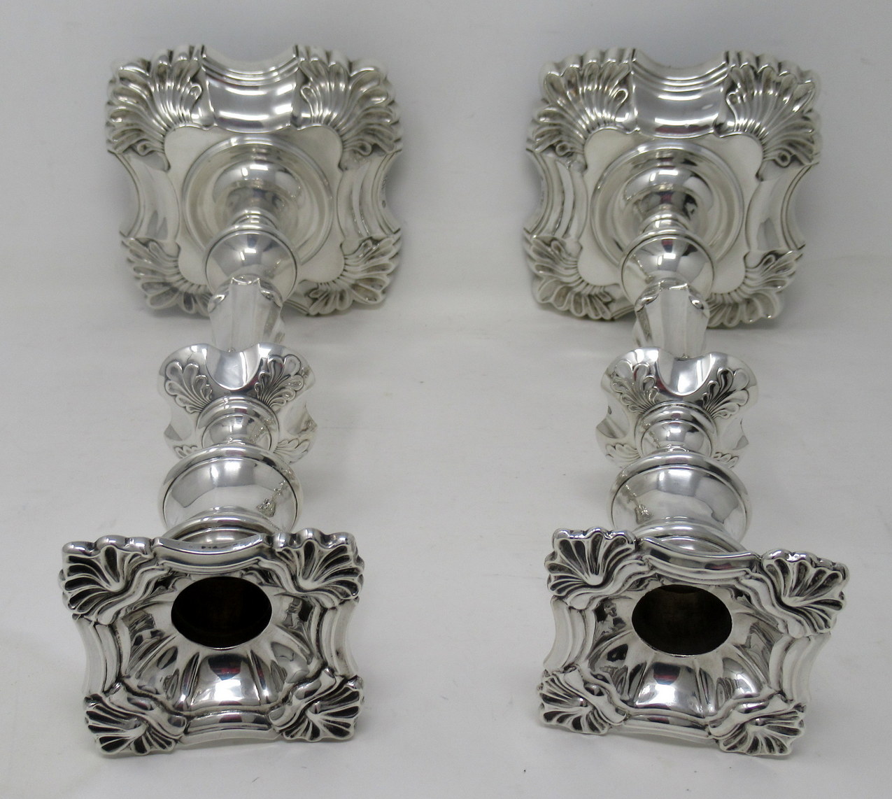 956. Antique Pair English Sterling Silver Candlesticks Candelabra William Hutton 1905 - Image 6