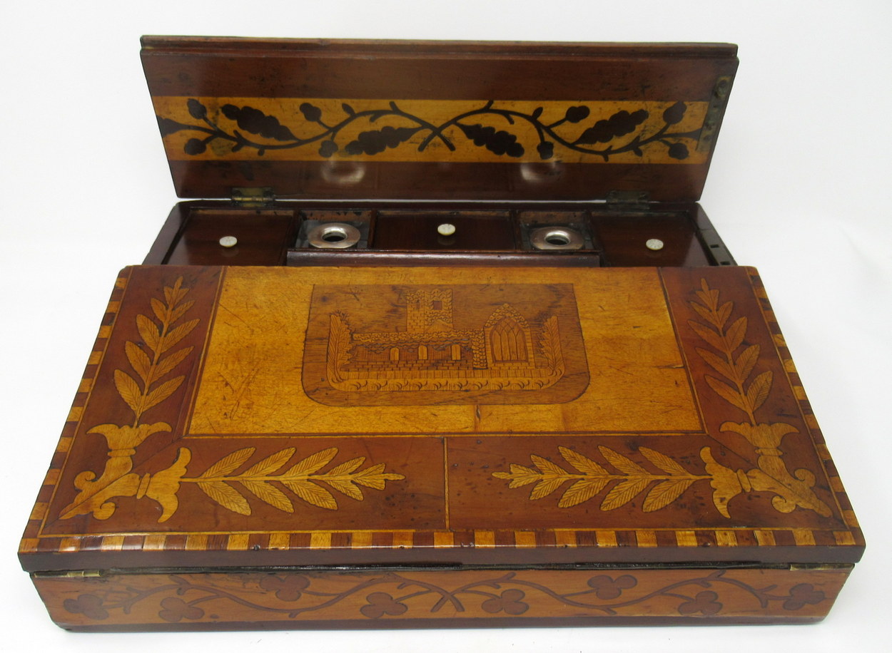 333. Irish Killarney Ware Arbutus Wood Ladies or Gents Travelling Writing Slope 19thCt - Image 3