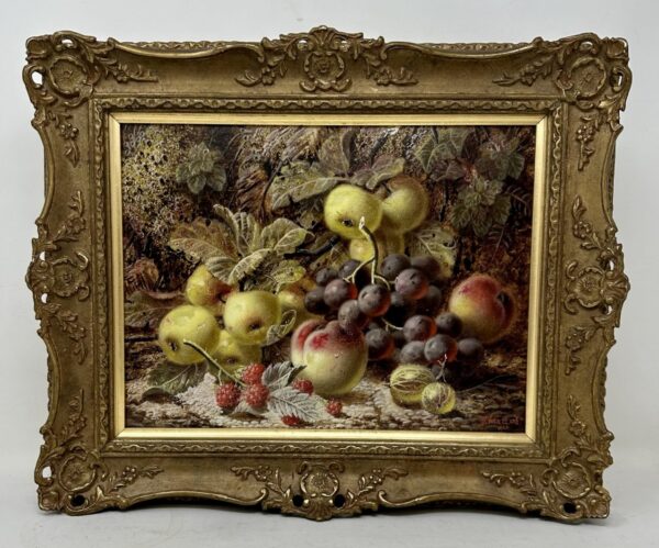 248. Oliver Clare Still Life Fruits Oil on Board English Painting 1920 Gilt Fram