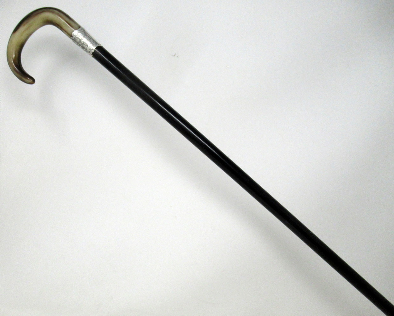 265. Antique Ebony Wooden Sterling Silver Lady's Gentleman's Walking Stick Hallmark London 1924 - Image 12