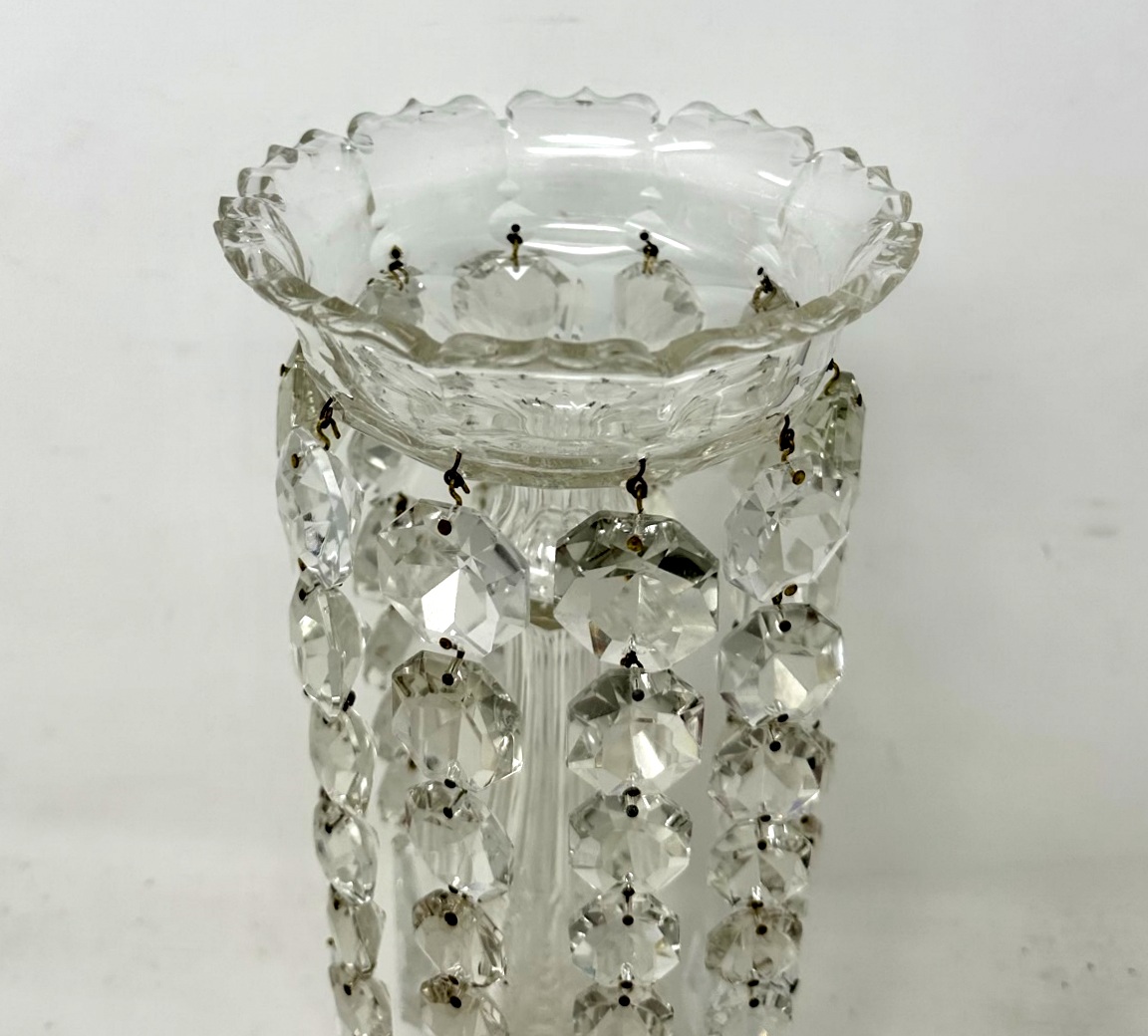 250. Antique Irish Waterford Hand Cut Lead Crystal Lustres Vase Candlestick Ireland - Image 5