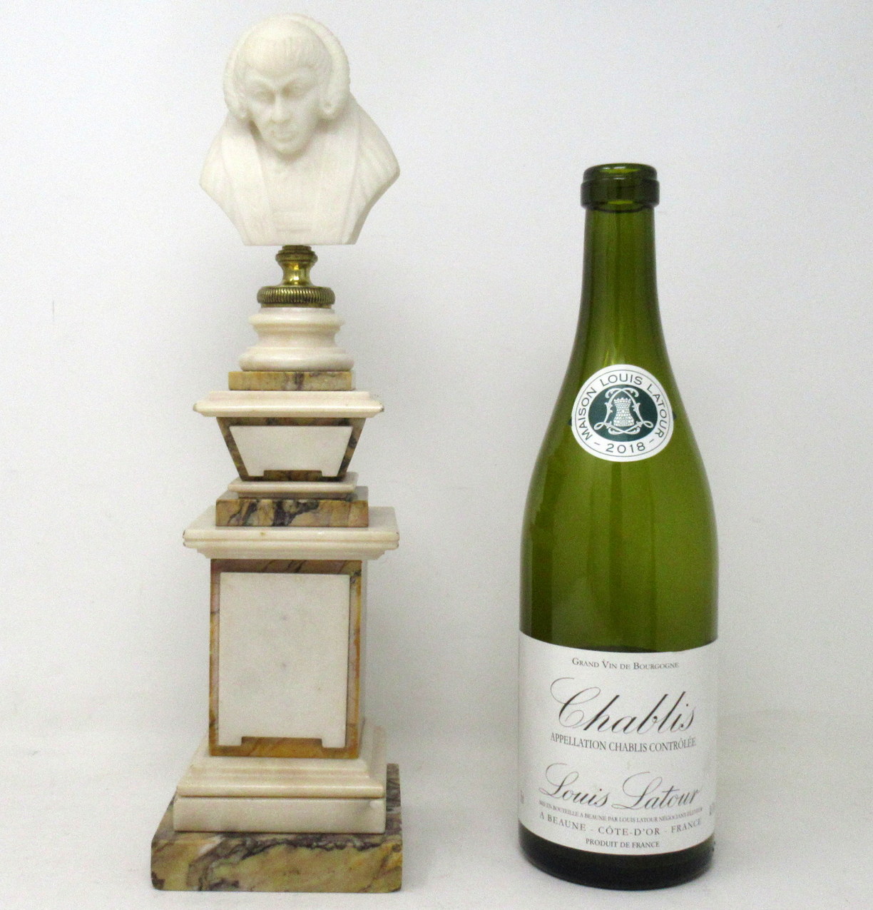 364. Antique Sienna Cream Marble Grand Tour Classical Bust of Lady Figure - Image 10