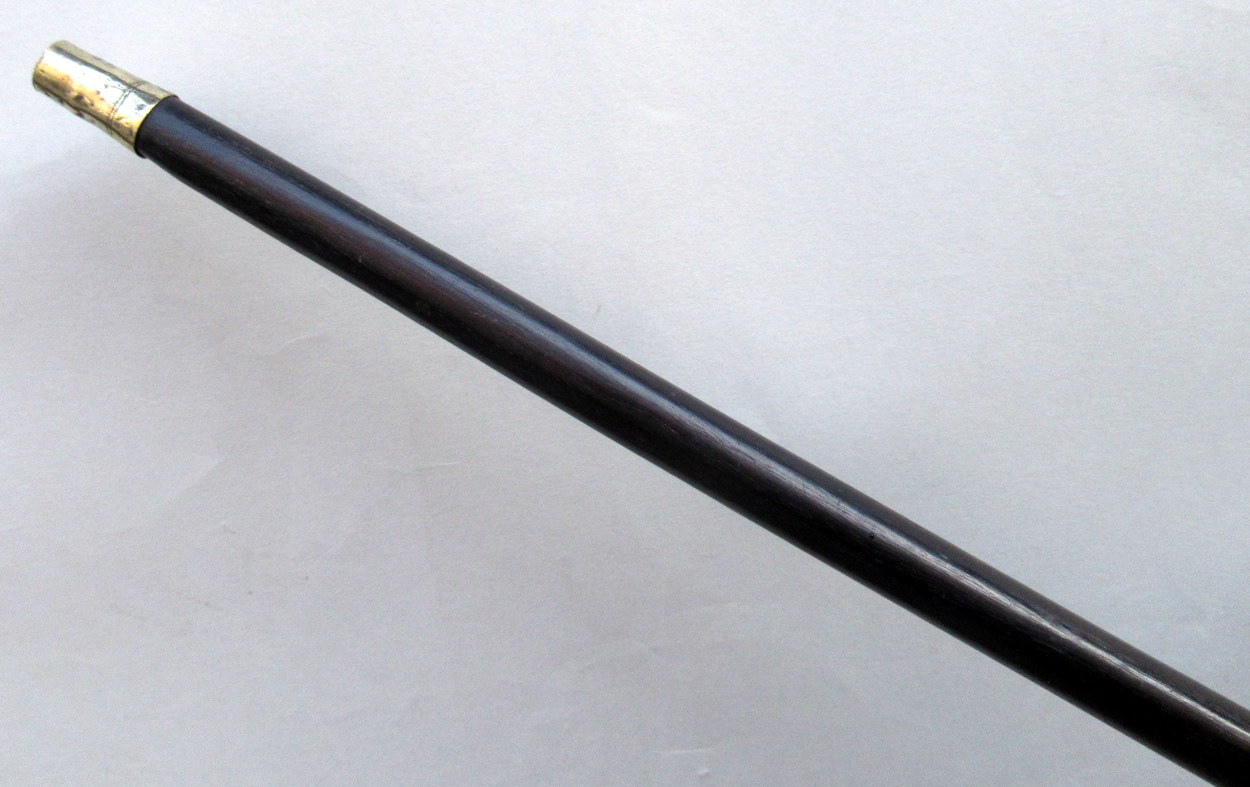 921. Fine Hand Carved Irish Bog Oak Walking Stick Silver Collar Hallmark 1900 - Image 8