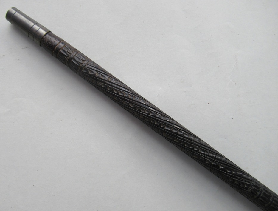 906. Rare Anglo Indian Carved Ebony Walking Stick Superb - Image 5