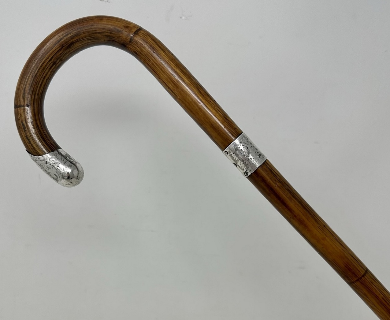 325. Antique Vintage Lady's Gentleman's Walking Stick Sterling Silver Crook Handle - Image 3