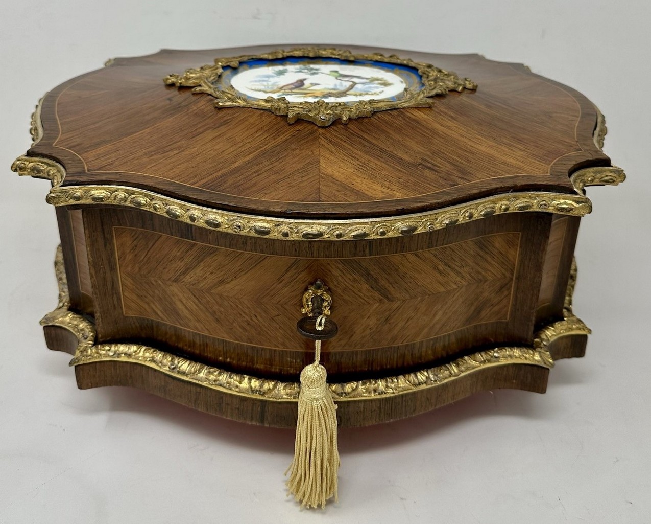 251. Antique French Ormolu Kingwood Sevres Casket Jewelry Box Attrib. Vervelle - Image 2