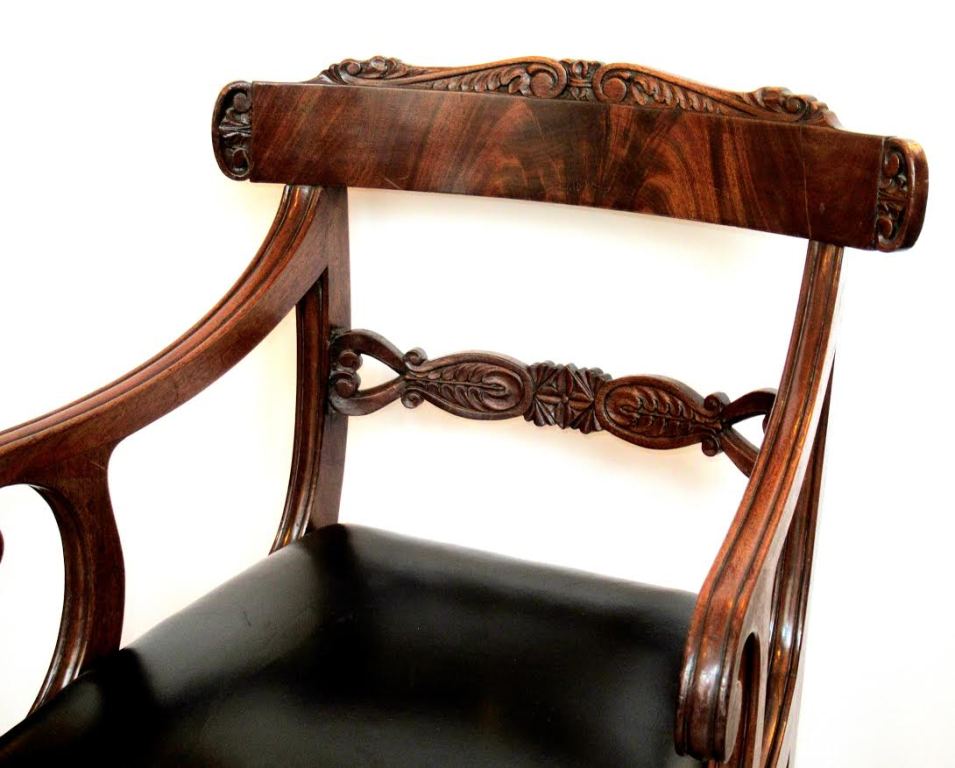 161. Pair of George IV Flame Mahogany Carvers early 19Ct - Image 3